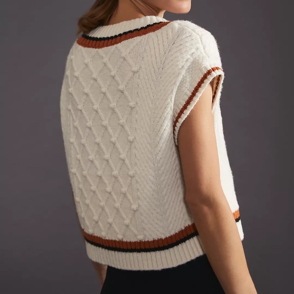 Anthropologie Maeve Willa Cable-Knit Sweater Vest Sz. Large - Picture 8 of 13